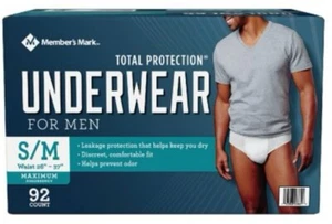 Member's Mark Total Protection Inkontinenzunterwäsche für Herren ~ Small/Medium 92ct - Bild 1 von 3