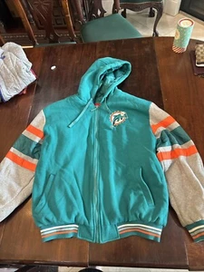 GIII Miami Dolphins Fleece Full Zip Jacket/Sweatshirt. NFL Brand. Size XL Retro - Picture 1 of 7