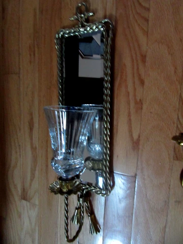 Home Interior wall decor twisted/ brass wire  sconces/ w mirror & votive cup Cover