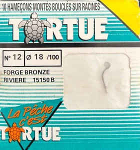 POCHETTE DE 10 hameçons montés bouclés sur racine 12 sur 18/100 TORTUE - Imagen 1 de 1