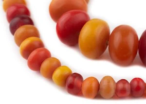 Premium Graduated Kenya Amber Resin Beads 32mm African Multicolor Round Handmade - Picture 1 of 1
