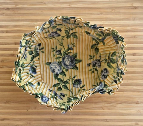 Longaberger ROSE TRELLIS Fabric Liner for Tea Basket - Base: 5"x3"- 4" Tall Cover
