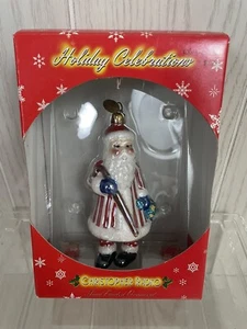 ORNAMENTO Babbo Natale RADKO vintage dipinto a mano bersaglio rosso righe bianche - Foto 1 di 8