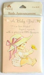 Vintage Baby Birth Announcement Cards Girl 8 in Pack Day Spring - Picture 1 of 3