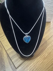 22” 925 Silver Snake Chain With Abalone She’ll Heart - Picture 1 of 2