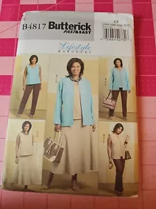 Butterick Pattern B4817 Jacket Pants Skirt Top Vests Sizes 26W to 32W UNCUT - Picture 1 of 2