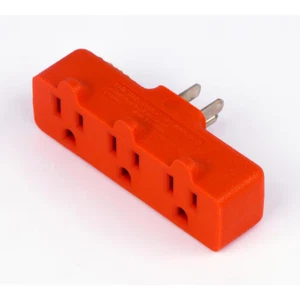Heavy-Duty Grounded Triple Tap Adapter: 3-Way Electrical Splitter with 3 Outlets - Picture 1 of 5
