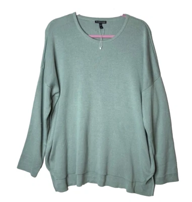 Suéter Eileen Fisher NUEVO Talla L Algodón Orgánico Suave Informal Verde Lagenlook Perú Foto 1 de 4