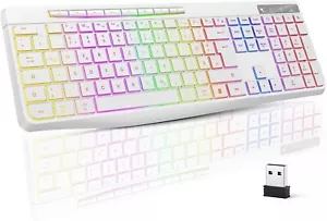 Gaming Tastatur Beleuchtet Kabellos Computer PC 2,4GHz Ergonomisch Leise B527 - Bild 1 von 4