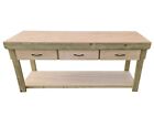Wooden Eucalyptus Top Workbench With Drawers Industrial Garage Storage Table