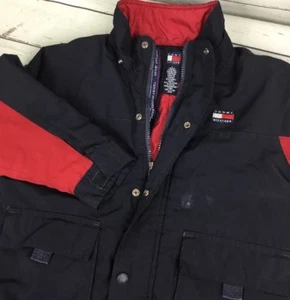 Vintage Tommy Hilfiger Jacket Full Zip Color Block Flag Logo Spell Out Kids Sz 7 - Picture 1 of 11