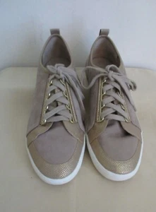 Calvin Klein Suede “Tanita” Beige Dark Gold/Cocoon Fashion Sneakers US 9 Pre-Own - Picture 1 of 10