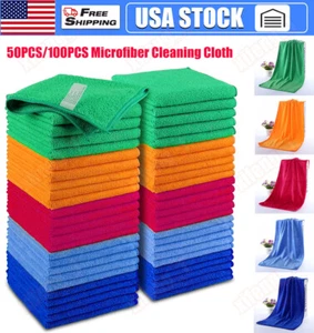 Microfiber Cleaning Cloth 50/100Pcs Towel Rag Car Polishing Detailing No-Scratch - Picture 1 of 13