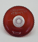 WILDWOOD BEACH, NJ. Antique 1890s Souvenir Ruby Red Stained Glass 3 Footed Nappy