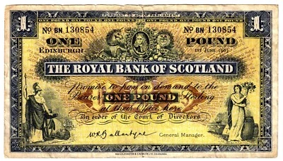 1963 Scotland Royal Bank 1 Pounds Banknote P324b circulated June - Image 1 of 2