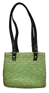 Raffia Shoulder Bag Tote Basket Boho Green  - Picture 1 of 7