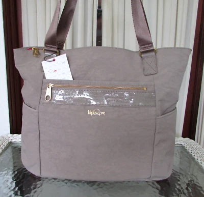 Kipling Leah Dune Beige Tote Shoulder Bag Patent Combo NWT - Image 1 of 4