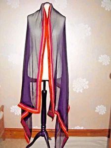 pashmina Shawl /wrap - stole / vintage gold trim-sheer  black chiffon new - Picture 1 of 4