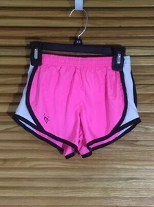 Justice Youth Girls Size 7 Pink / White Lined Athletic Running Shorts CK1-106 - Picture 1 of 4