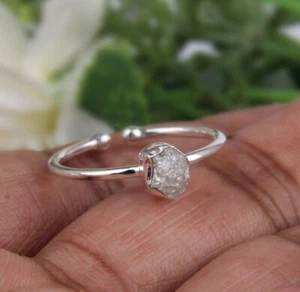 Uncut Rough Diamond Stackable Ring 925 Sterling Silver Engagement Ring For Her - Picture 1 of 5