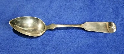 Antique CHAFFEE 6" Fiddleback Coin Silver .900 Fruit Spoon - Image 1 of 4