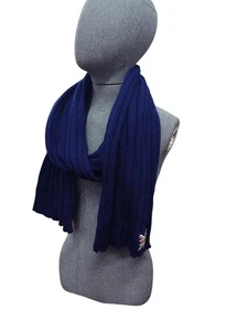 Vintage Henri Lloyd Navy Blue Knitted Scarf Winter Warm Unisex  - Picture 1 of 4