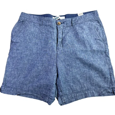 Pantalones Cortos Old Navy Para Mujer 12 Azul Mezcla de Lino Todos los Días Tiro Alto Informales Verano Foto 1 de 4