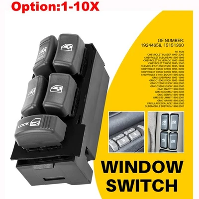 Interruptor de control de ventana maestra para GMC Sonoma 1995-2005 lado izquierdo del conductor 19244658 Foto 1 de 4