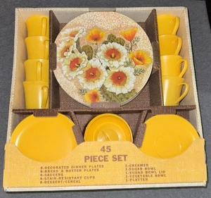 Vintage Coronado Melamine Retro 45 Pieces Dinnerware Set Cactus Yellow Floral BA - Picture 1 of 6
