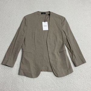 Blazer Theory Mujer 8 Cálido Cocoon Lindrayia Crujiente Lavado Mezcla de Lino Frente Abierto - Imagen 1 de 11