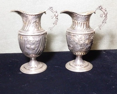 Par de jarras antiguas inglesas de plata esterlina de Jorge III de William Skeen 1783 Foto 1 de 4