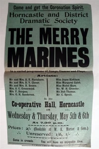 Horncastle Dramatic Society um 1937 Spielzettel Merry Marines sehr guter Zustand - Bild 1 von 3