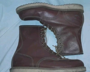 Vtg 50s 60s Red Wing STYLE High Crepe Sole Leather RARE Work Shoes Boots 10.5 E - Picture 1 of 9