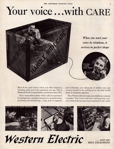 Pubblicità Western Electric 1940 "La tua voce con cura" persone stampa vintage-CRC1 - Foto 1 di 1
