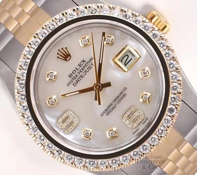 Rolex Datejust Two Tone 36mm 18k 2.5ct Diamond Bezel-White MOP Diamond 6&9 Dial - Image 1 of 4