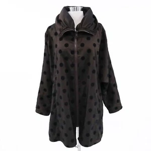 Mycra Pac Jacket Coat Womens 1 S/M Reversible Brown Black Polka Dots Travel Rain - Picture 1 of 14