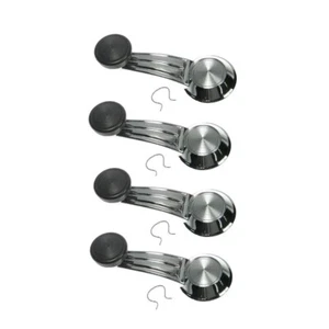 1967-81 GM DOOR WINDOW CRANK & CLIP w/BLACK KNOB SET of 4 (WCH67S) SHIPS FREE - Picture 1 of 1