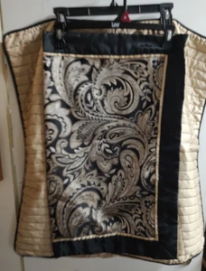 3pc Pillow Sham/Cover Set 26"x26" & Standard 25"x20" Black Beige Satiny - Picture 1 of 4