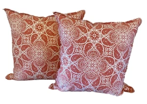 Canaan Company Set/2 Luxury Contemporary Paisley Feather Down Pillows 24x24 Boho - Picture 1 of 10