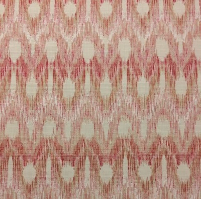 BALLARD DESIGNS VERETA RED CREAM IKAT WOVEN MULTIUSE FABRIC BY THE YARD 55"W - Image 1 of 4