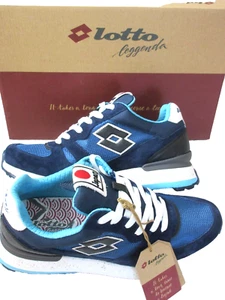 Lotto Men's Tokyo Shibuya Net Lifestyle Shoes Black Moonlight Blue Size 9 NIB - Picture 1 of 5