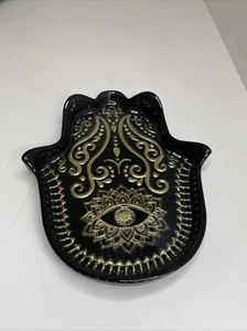 Hamsa Hand Bowl Trinket/Ring Dish with Evil Eye:The Art of Tabletop Turkish A8 - Picture 1 of 13