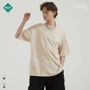 T-shirt maglietta uomo estiva trendy puro cotone moda tinta unita manica corta ampia - Foto 1 di 11
