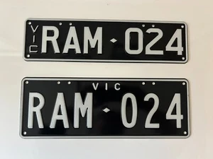Victorian Custom Black & White Number Plates- RAM024 - Picture 1 of 1