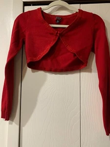 Childen's Place Long Sleeved Girls Shrug Sweater XL 14 Red Sparkles Holiday - Picture 1 of 7