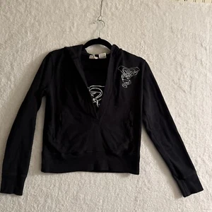 Roxy Hooded Pullover Sweatshirt Womens Size Small, Black, Front Pockets - Picture 1 of 8