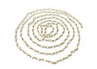 White Cubic Zirconia Rondelle 3mm Beads, 10 Feet Rosary Beaded Chain Gold Wire