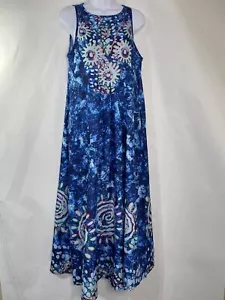 MISSLOOK Women’s Sz M Blue Tie day/Floral Pocket Pleated Sleeveless Maxi Dress - Picture 1 of 10