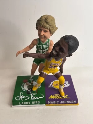 Magic Johnson & Larry Bird Dual Signed One On One NBA Exclusive Bobblehead PSA - Image 1 of 4