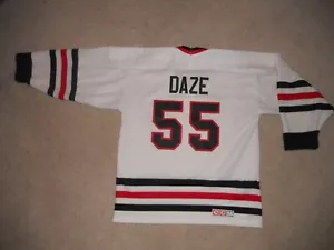 Chicago Blackhawks NHL Hockey Jersey #55 Éric Dazé CCM White Maska Rare Yth L/XL - Picture 1 of 7